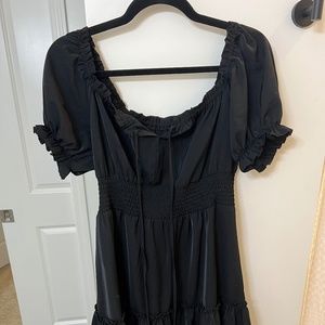 Black off the shoulder chiffon dress
